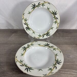 Set of 2 Kent Porcelain China Japan Bali Hai Bamboo Soup Salad Bowls 8 1/4"